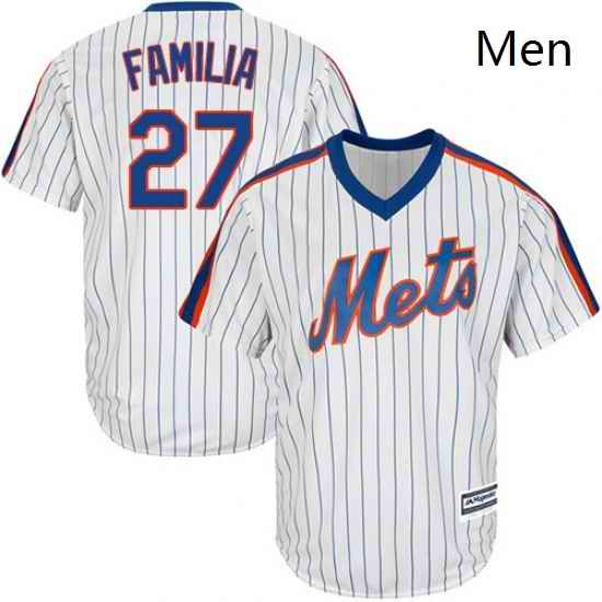 Mens Majestic New York Mets 27 Jeurys Familia Replica White Alternate Cool Base MLB Jersey